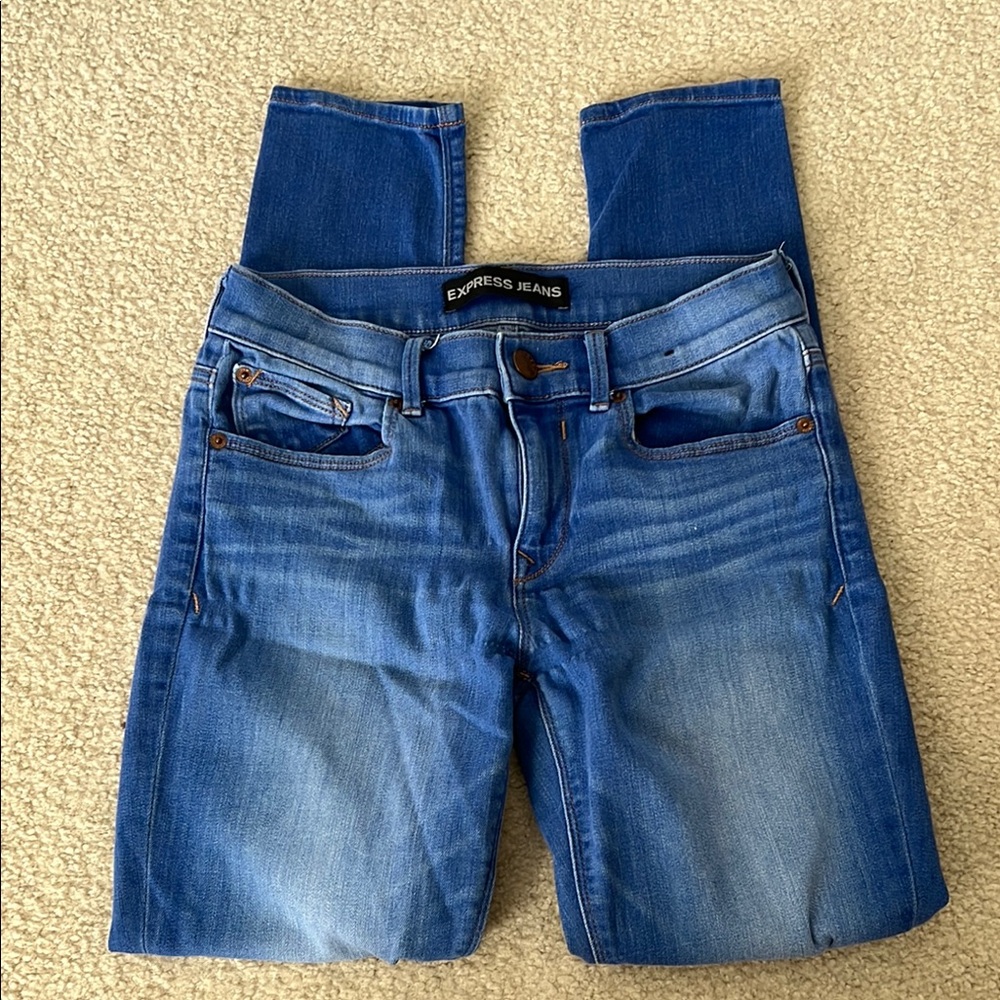 Express Blue Jeggings with Subtle Fading